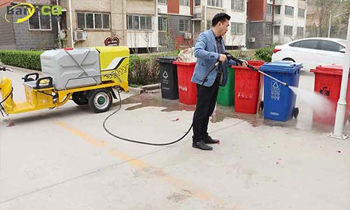 小型三輪電動(dòng)高壓清洗車，小巷清潔好幫手