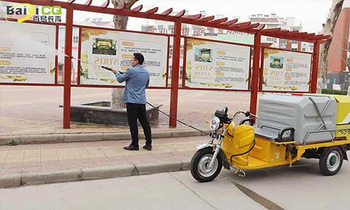 物業(yè)小型三輪高壓清洗車路面沖洗，公告欄清潔多面手
